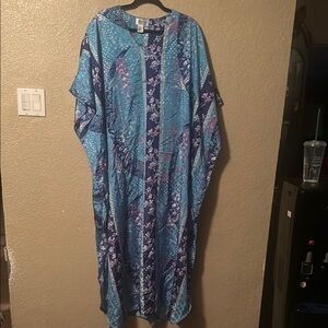 Sante Blue Floral Kaftan Dress one size